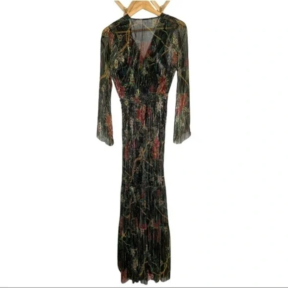 knee length dresses for ladies Long Sleeve Metallic Jersey Mini Dress in Light Gold - 6 main image 0